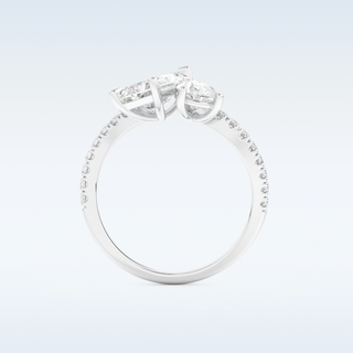 1.5 CT Two Stones and Open Shank Engagement Ring Featuring Radiant Moissanite
