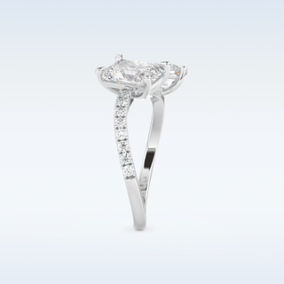 1.5 CT Two Stones and Open Shank Engagement Ring Featuring Radiant Moissanite