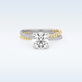1.52 CT Pave and Split Shank Engagement Ring Featuring Round Moissanite