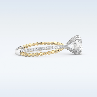 1.52 CT Pave and Split Shank Engagement Ring Featuring Round Moissanite