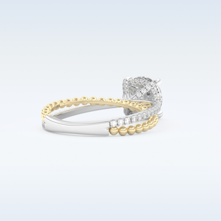 1.52 CT Pave and Split Shank Engagement Ring Featuring Round Moissanite