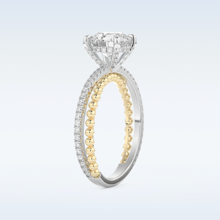 1.52 CT Pave and Split Shank Engagement Ring Featuring Round Moissanite