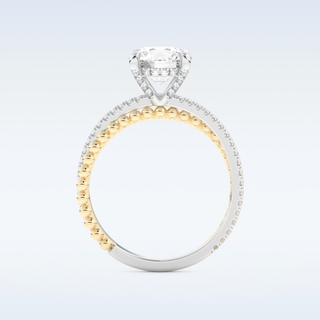 1.52 CT Pave and Split Shank Engagement Ring Featuring Round Moissanite