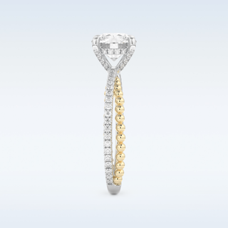 1.52 CT Pave and Split Shank Engagement Ring Featuring Round Moissanite