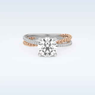 1.52 CT Pave and Split Shank Engagement Ring Featuring Round Moissanite