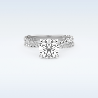 1.52 CT Pave and Split Shank Engagement Ring Featuring Round Moissanite