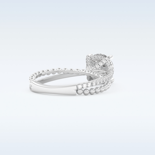 1.52 CT Pave and Split Shank Engagement Ring Featuring Round Moissanite