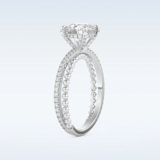 1.52 CT Pave and Split Shank Engagement Ring Featuring Round Moissanite