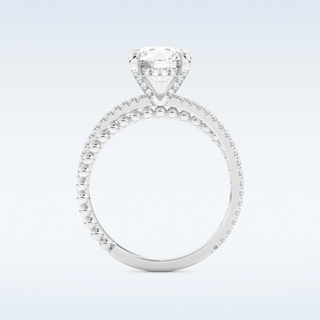 1.52 CT Pave and Split Shank Engagement Ring Featuring Round Moissanite