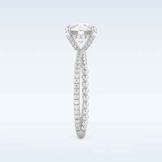 1.52 CT Pave and Split Shank Engagement Ring Featuring Round Moissanite