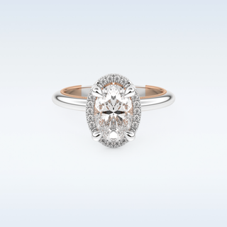 1.5 CT Halo Engagement Ring Featuring Oval Moissanite