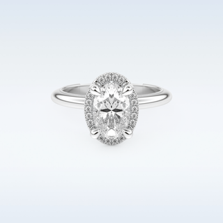 1.5 CT Halo Engagement Ring Featuring Oval Moissanite
