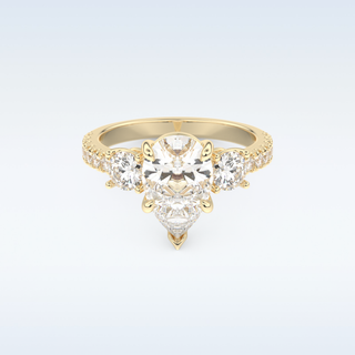 2 CT Cluster Engagement Ring Featuring Pear Moissanite