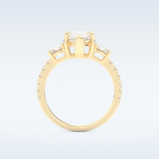 2 CT Cluster Engagement Ring Featuring Pear Moissanite