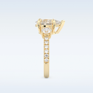 2 CT Cluster Engagement Ring Featuring Pear Moissanite