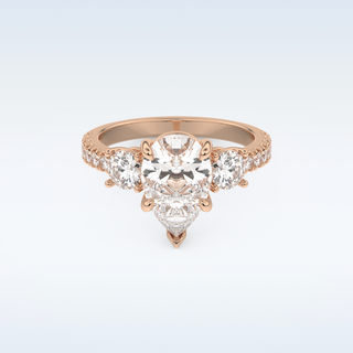 2 CT Cluster Engagement Ring Featuring Pear Moissanite