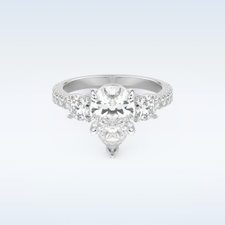 2 CT Cluster Engagement Ring Featuring Pear Moissanite