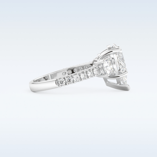 2 CT Cluster Engagement Ring Featuring Pear Moissanite