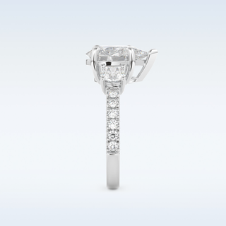 2 CT Cluster Engagement Ring Featuring Pear Moissanite