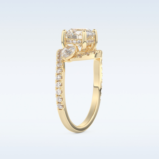 1.5 CT Cluster Engagement Ring Featuring Round Moissanite