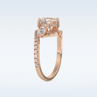1.5 CT Cluster Engagement Ring Featuring Round Moissanite