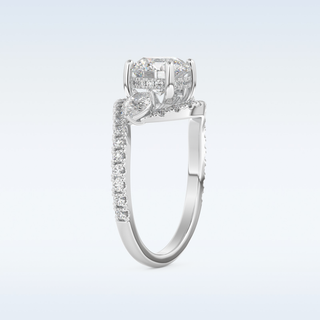 1.5 CT Cluster Engagement Ring Featuring Round Moissanite
