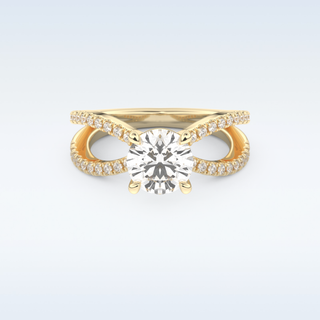 1.5 CT Pave and Split Shank Engagement Ring Featuring Round Moissanite