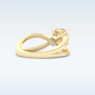 1.5 CT Pave and Split Shank Engagement Ring Featuring Round Moissanite
