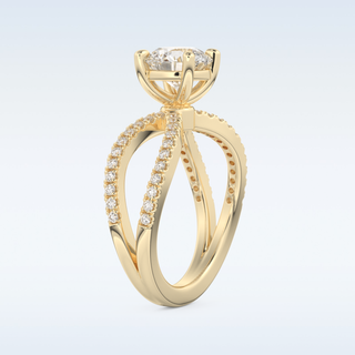 1.5 CT Pave and Split Shank Engagement Ring Featuring Round Moissanite