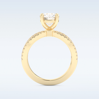 1.5 CT Pave and Split Shank Engagement Ring Featuring Round Moissanite