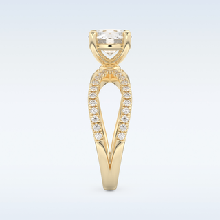 1.5 CT Pave and Split Shank Engagement Ring Featuring Round Moissanite