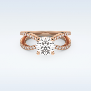 1.5 CT Pave and Split Shank Engagement Ring Featuring Round Moissanite