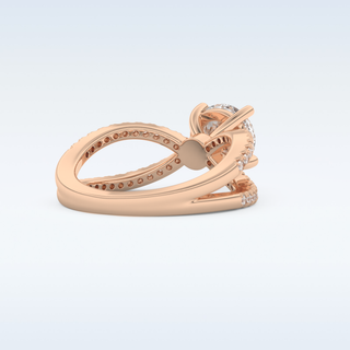 1.5 CT Pave and Split Shank Engagement Ring Featuring Round Moissanite