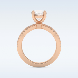 1.5 CT Pave and Split Shank Engagement Ring Featuring Round Moissanite