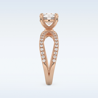 1.5 CT Pave and Split Shank Engagement Ring Featuring Round Moissanite