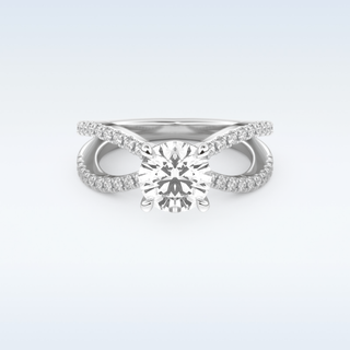 1.5 CT Pave and Split Shank Engagement Ring Featuring Round Moissanite