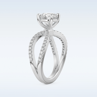 1.5 CT Pave and Split Shank Engagement Ring Featuring Round Moissanite