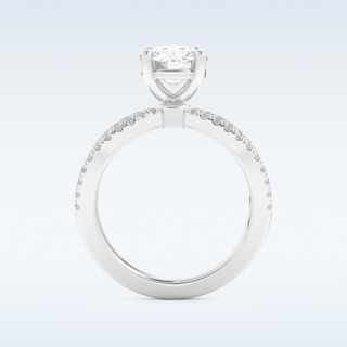 1.5 CT Pave and Split Shank Engagement Ring Featuring Round Moissanite