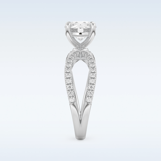 1.5 CT Pave and Split Shank Engagement Ring Featuring Round Moissanite