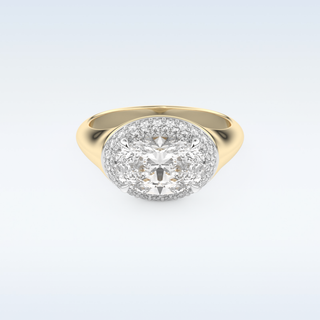 2 CT Double Halo Engagement Ring Featuring Oval Moissanite