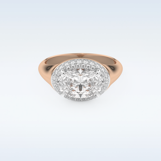 2 CT Double Halo Engagement Ring Featuring Oval Moissanite