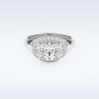 2 CT Double Halo Engagement Ring Featuring Oval Moissanite