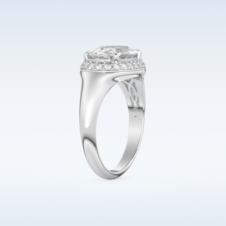 2 CT Double Halo Engagement Ring Featuring Oval Moissanite
