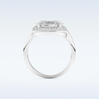 2 CT Double Halo Engagement Ring Featuring Oval Moissanite
