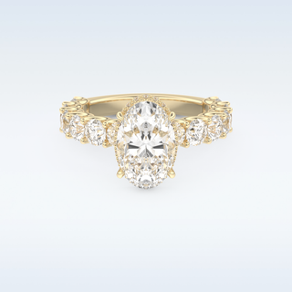 2.5 CT Pave and Hidden Halo Engagement Ring Featuring Oval Moissanite