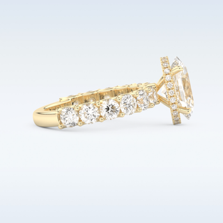 2.5 CT Pave and Hidden Halo Engagement Ring Featuring Oval Moissanite