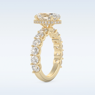 2.5 CT Pave and Hidden Halo Engagement Ring Featuring Oval Moissanite