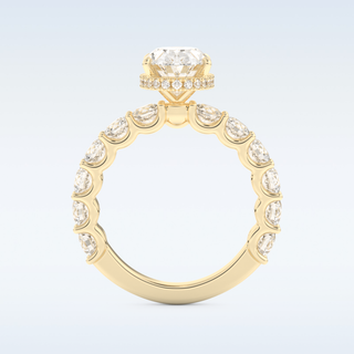 2.5 CT Pave and Hidden Halo Engagement Ring Featuring Oval Moissanite