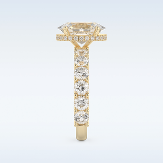 2.5 CT Pave and Hidden Halo Engagement Ring Featuring Oval Moissanite