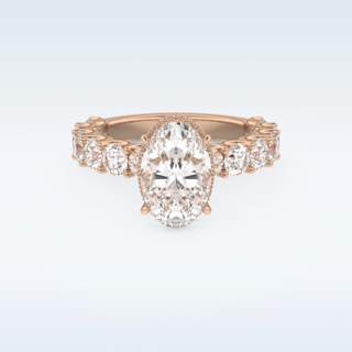 2.5 CT Pave and Hidden Halo Engagement Ring Featuring Oval Moissanite